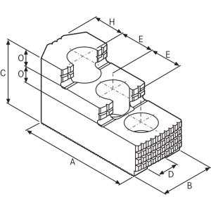 Átfordítható rátétpofák, edzett 60° 16MnCr5, 40x54x101mm