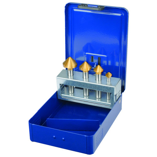 Kúpos sorjázó és süllyesztő HSS DIN335C 90° (4 részes) 10,4/16,5/20,5/25mm TiN
