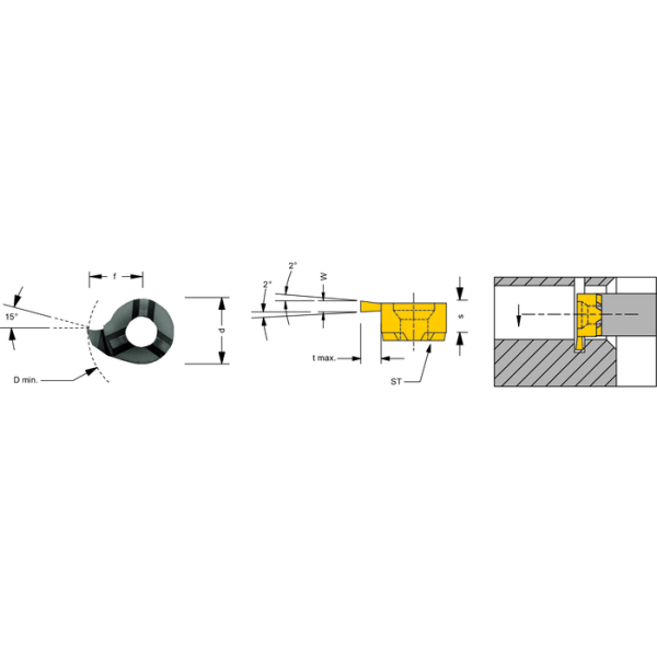 Vésőbetét, RS014.0110 HM Seeger-gy.hornyok 1,1 mm, Dmin=14 mm AL41F - Image 2