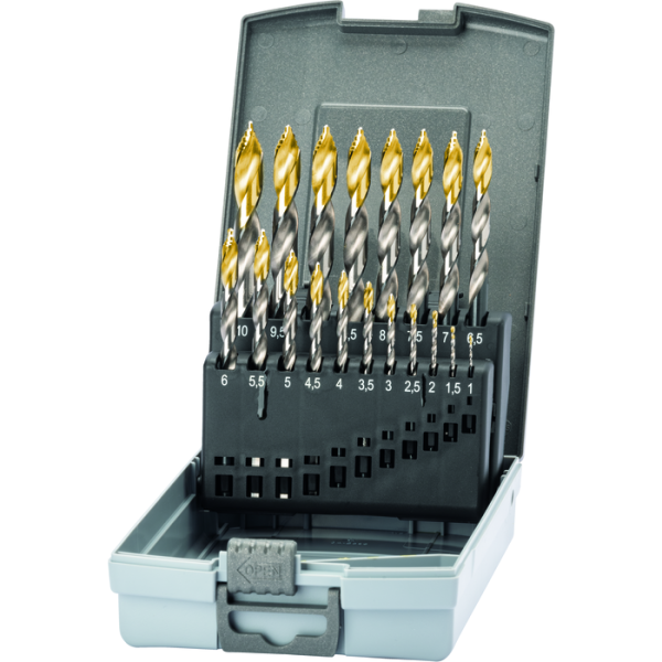 Csigafúró, STEP DRILL, készlet, HSS, TIN, 1–10,0 mm