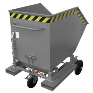Forgácsürítő, 250 liter, RAL7005, benne, leeresztőcsap és elválasztószita
