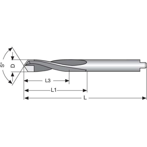 Csigafúró, beforrasztott keményfém vágóéllel HM DIN8037 3,2mm - Image 2