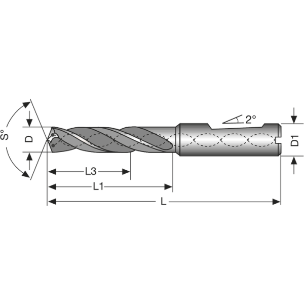 Nagyteljesítményű fúró VHM 5xD 5,55mm BH D1=HB TiAlN - Image 2