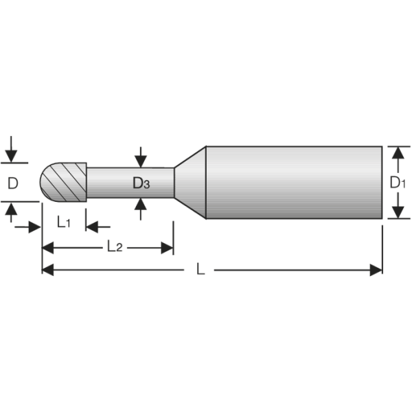 VHM alumínium mikro rádiuszmaró VHM 1,5mm, L2=8mm Z=2 HA, ZrCN Ultra-N - Image 2