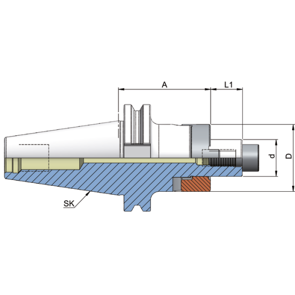 Kombinált marótüske DIN69871ADB SK50, 27mm A=200mm - Image 2