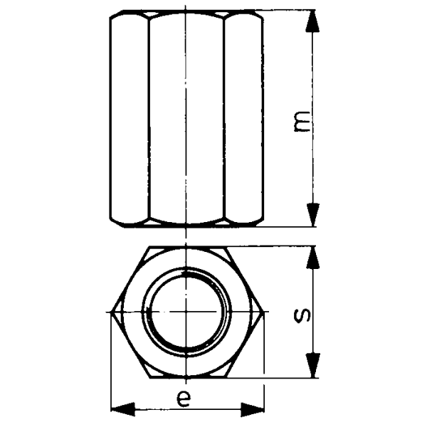 Hosszabbító anya 3xD magas, DIN6334, M22, 32mm - Image 2