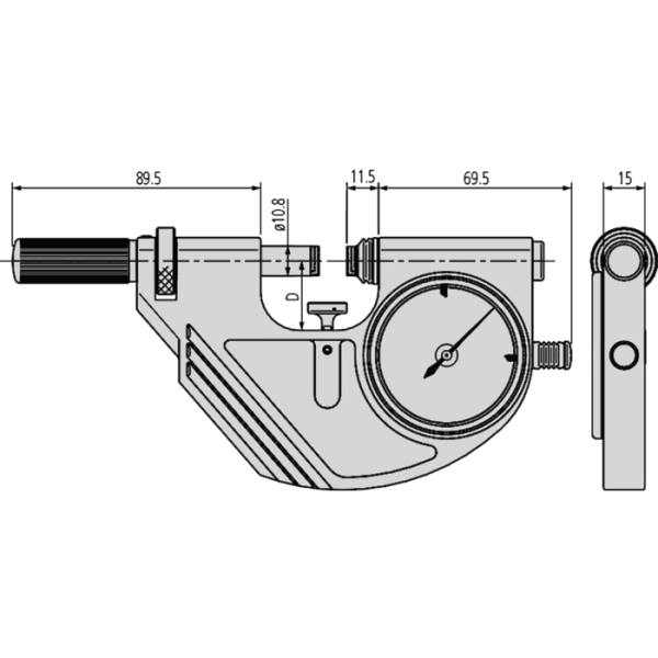 Passzaméter 0-25mm (0,001mm) precíziós mérőóra, kijelzési tartomány ± 0,06 mm - Image 2