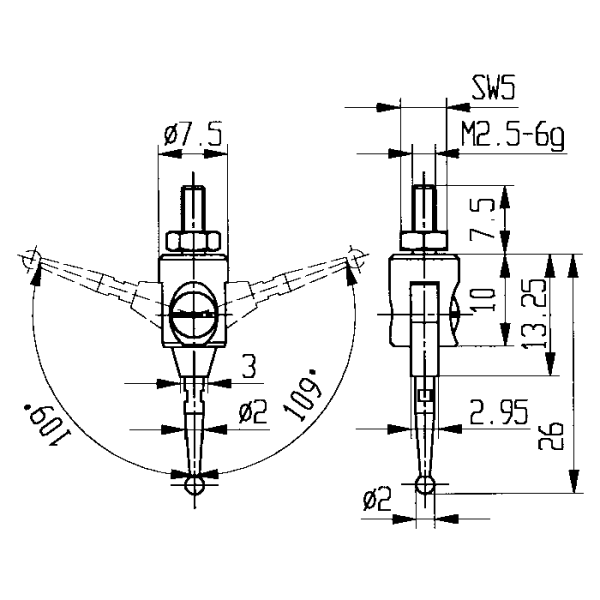 Tapintócsúcs 2,0mm, elforgatható 218° (acél) - Image 2