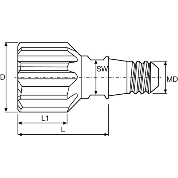 Wechselkopfreibahle VHM Gr. 6 D12mm H7 mit IK axial, TiAlN (VA), SW6 - Image 2