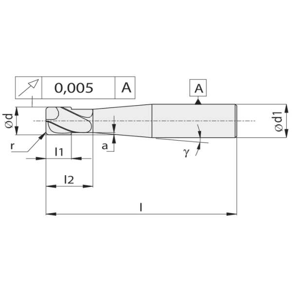 T. k.fém tömített fel. maró, 3 mm, r 0,02, Z=3, HA, TiAlN - Image 2