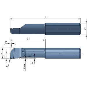 Vésőbetét, LX050.6-50R20, belső kieszterg. 6 mm, a=5,5, L1=50, Dmin=6,0 mm, P18C