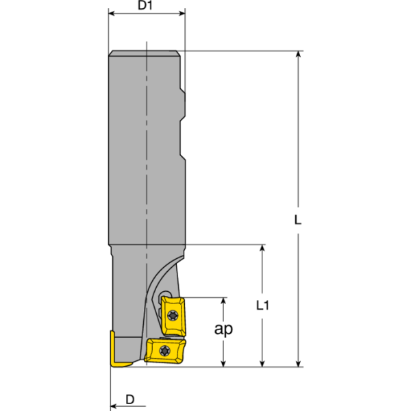 Fúró süllyesztőmarók 90° 32x130mm, szár 32mm, 3 váltólapkához AP..1604 - Image 2